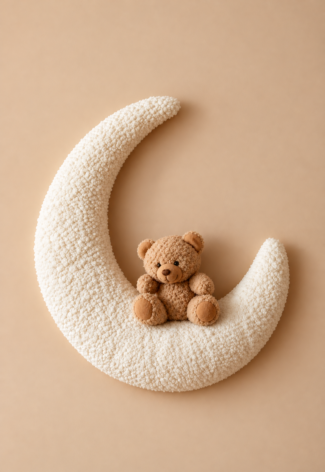 2teddy maan Käsintehty Kuu & Nalle Bouclé-seinävalaisin - Image 1